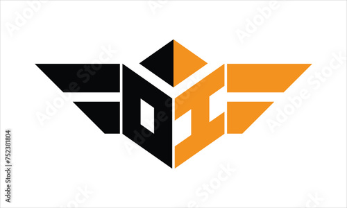 OI initial letter falcon icon gaming logo design vector template. batman logo, sports logo, monogram, polygon, war game, symbol, playing logo, abstract, fighting, typography, icon, minimal, wings logo