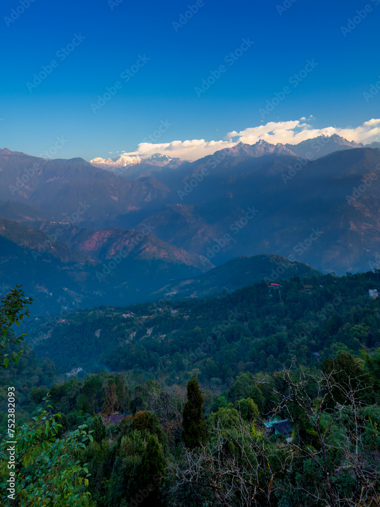 mountain landscape with clouds in background in North Bengal, India mountain landscape with clouds in background in North Bengal, India
