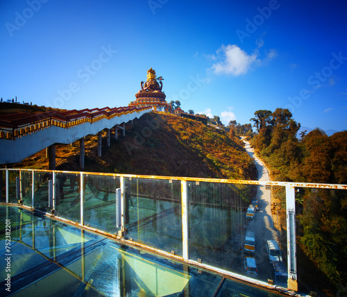 View of the Buddha statue from Skywalk in Pelling, India