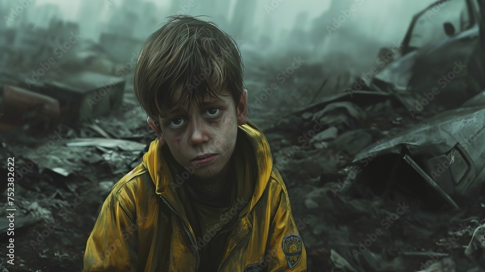 Echoes of Despair: A Young Soul Amidst the Ruins And Radiation Disaster Echoes of Despair: A Young Soul Amidst the Ruins And Radiation Disaster