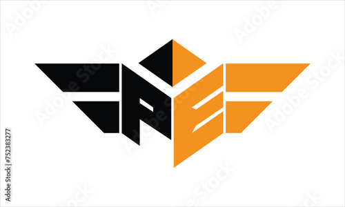 PE initial letter falcon icon gaming logo design vector template. batman logo, sports logo, monogram, polygon, war game, symbol, playing logo, abstract, fighting, typography, icon, minimal, wings logo