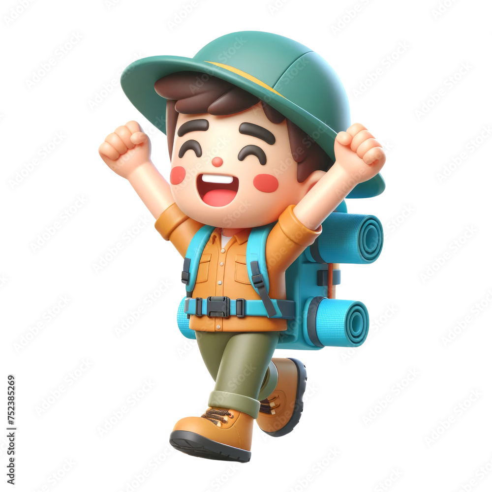 3d cute backpacker boy ready for adventure, 3d clipart, 3d character. 3d cute backpacker boy ready for adventure, 3d clipart, 3d character.
