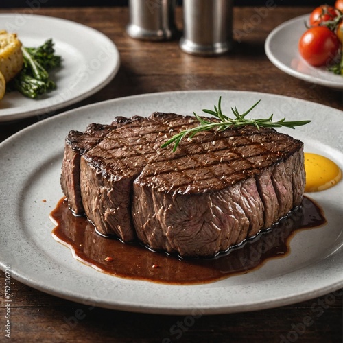 Photo of Steak, close-up of restaurant menu dish