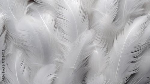 Bright colorful pattern, texture of gray feathers. A beautiful abstraction of colorful feathers.