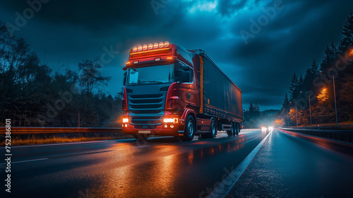 Lorry transport in motion on motorway © MelaniePhotos