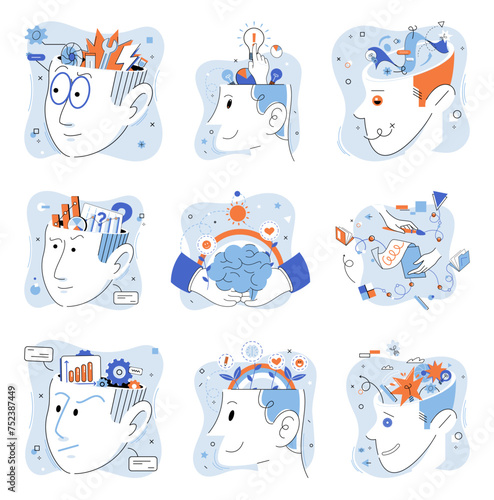 Positive thinking. Vector illustration. Positive thinking leads to brighter outlook on life The power positive thinking can transform your mindset Positive thoughts have profound impact