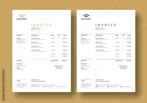 Minimal invoice form template vector design