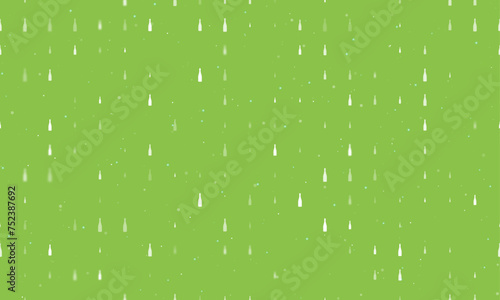 Seamless background pattern of evenly spaced white champagne symbols of different sizes and opacity. Vector illustration on light green background with stars