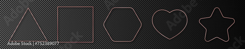 Rose gold glowing different geometric shape frame