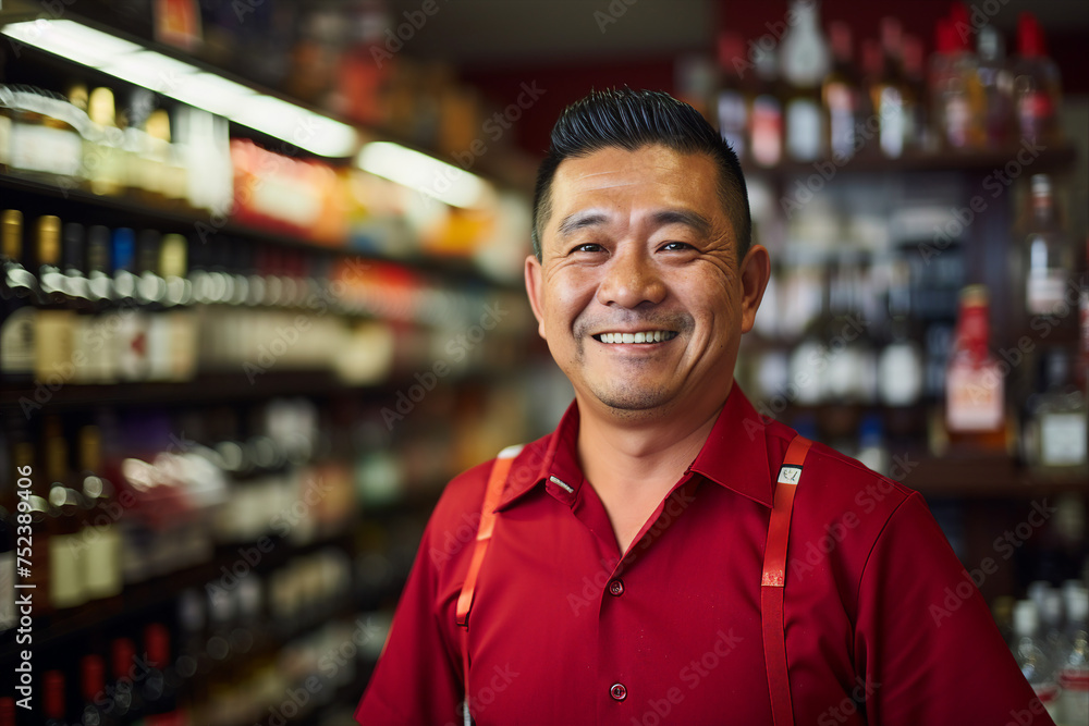 Smiling person working in supermarket grocery store department Generative Ai picture Smiling person working in supermarket grocery store department Generative Ai picture