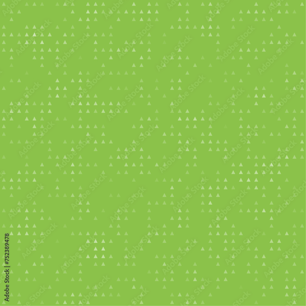 Abstract seamless geometric pattern. Mosaic background of white triangles. Evenly spaced small shapes of different color. Vector illustration on light green background