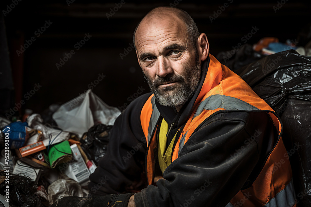 Generative AI picture of garbage removal service in work recycling clean city concept Generative AI picture of garbage removal service in work recycling clean city concept