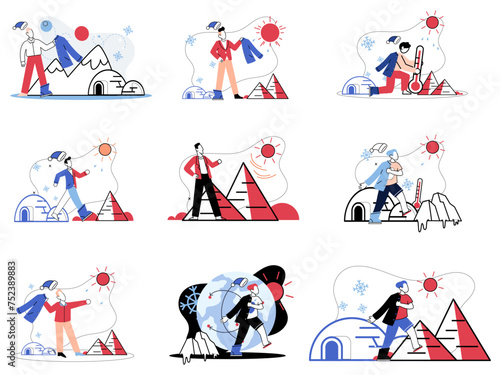 Climate warming vector illustration. The atmosphere, silent witness, bears weight environmental issues and climate change narrative Natures canvas is marred by brushstrokes environmental damage