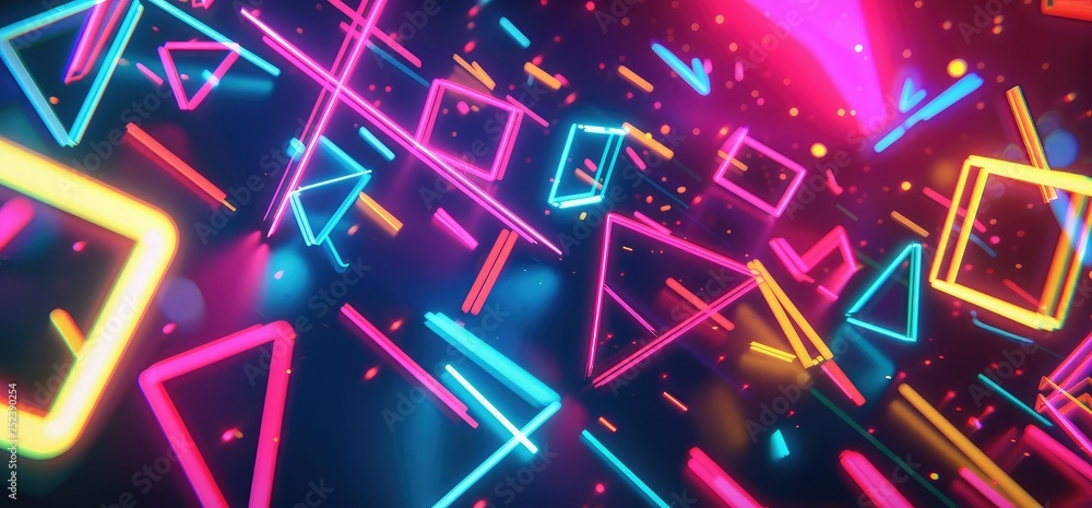 Abstract colorful geometric. Holographic gradients VR polygonal shapes, cyberspace art and futuristic 80s memphis poster. Abstract colorful geometric. Holographic gradients VR polygonal shapes, cyberspace art and futuristic 80s memphis poster.