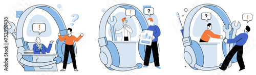 Support service. Vector illustration. Technological advancements enhance support service capabilities The internet is valuable source information for support services Effective communication