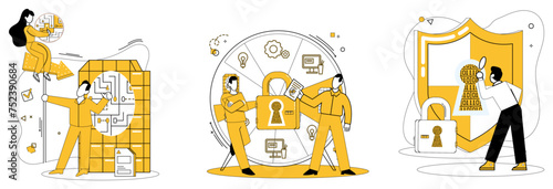 Data security vector illustration. Business success relies on solid foundation trust in data security Safeguarding data is not just task its commitment to confidentiality The fortress data security