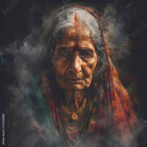 Indian southeast asian old woman created with AI