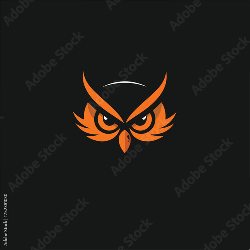 Fototapeta Naklejka Na Ścianę i Meble -  Owl logo mascot icon design on dark background vector