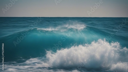 waves crashing on the rocks _A blue water sea waves background, showing the calmness and the depth of the ocean. 