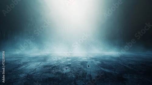 White and blue abstract background with a shining, bright light, and glow, offering an empty space template, featuring a grainy, noisy, grungy texture and a smooth color gradient
