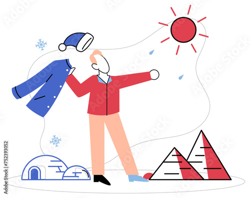 Climate warming vector illustration. The ecological rhythm wavers as carbon dioxide and pollution paint grim portrait environmental despair Natures plea for mercy resonates through symphony