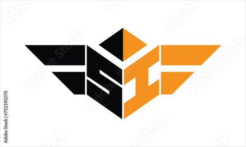 SI initial letter falcon icon gaming logo design vector template. batman logo, sports logo, monogram, polygon, war game, symbol, playing logo, abstract, fighting, typography, icon, minimal, wings logo