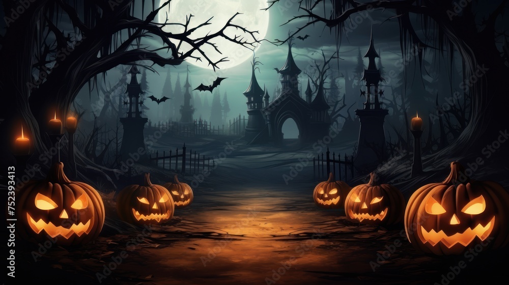 Fototapeta premium Ghastly Halloween Background with Plenty of Copy Space
