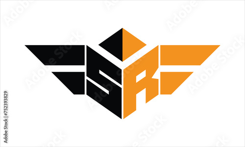SR initial letter falcon icon gaming logo design vector template. batman logo, sports logo, monogram, polygon, war game, symbol, playing logo, abstract, fighting, typography, icon, minimal, wings logo