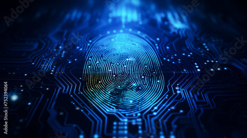 Biometric safeguard fingerprints protecting info Close up © losee