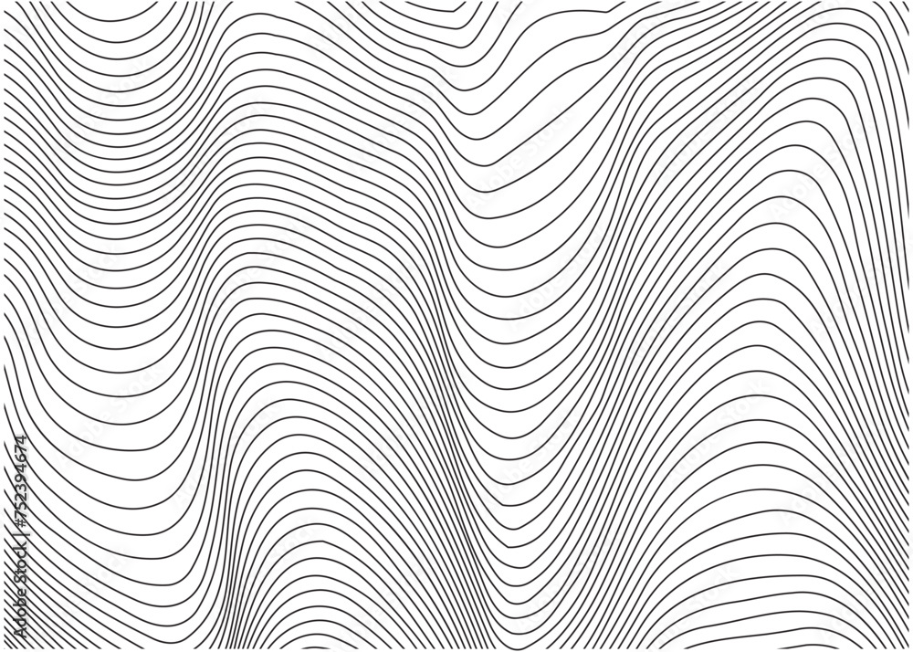 Linear Waves: Black Lines on White Background Linear Waves: Black Lines on White Background