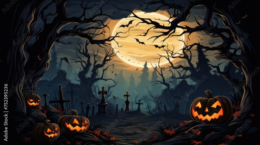 Fototapeta premium Sinister Halloween Background with Generous Copy Space