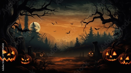 Eerie Halloween Background with Sufficient Copy Area photo