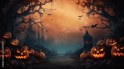 Eerie Halloween Background with Sufficient Copy Area photo