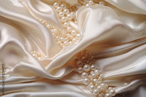 a white fabric with pearls on it