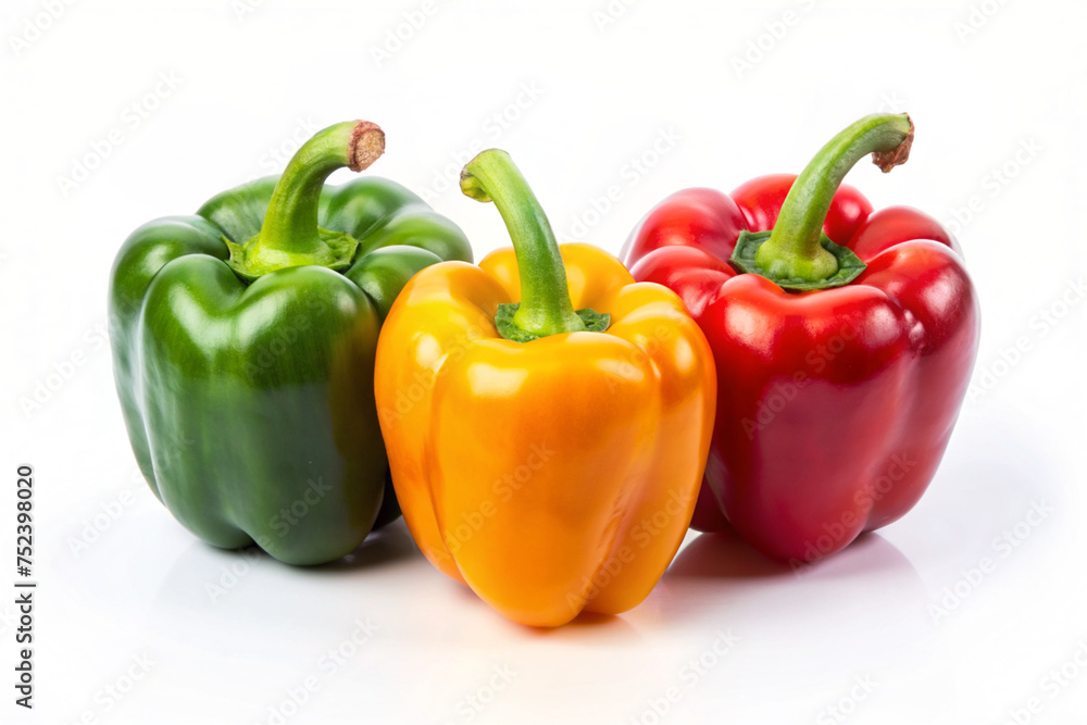 red yellow and green peppers isolated in white red yellow and green peppers isolated in white