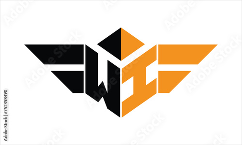 WI initial letter falcon icon gaming logo design vector template. batman logo, sports logo, monogram, polygon, war game, symbol, playing logo, abstract, fighting, typography, icon, minimal, wings logo