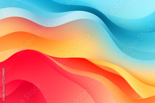 Cyan to Red to Yellow abstract fluid gradient design, curved wave in motion background for banner, wallpaper, poster, template, flier and cover