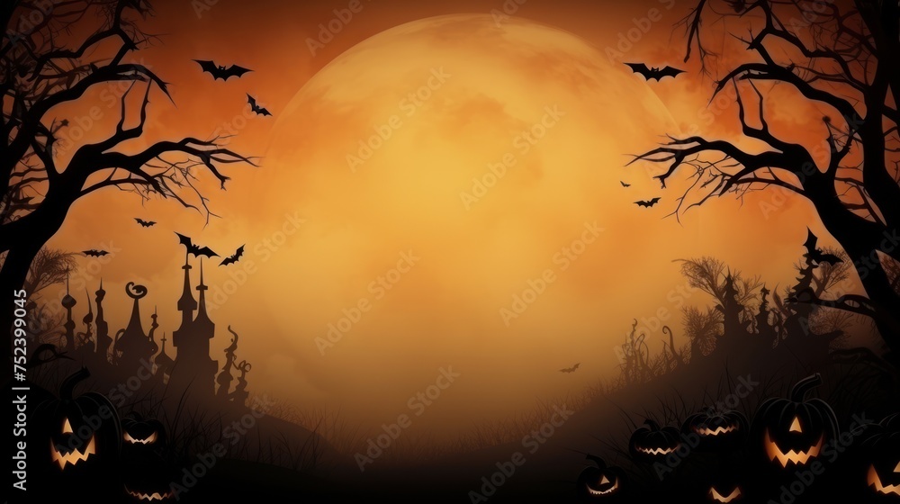 Ghostly Halloween Background with Adequate Copy Room