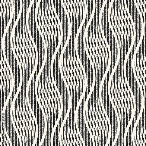 Monochrome Brushed Ornate Wave Pattern