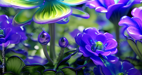 Beautiful abstract alien style flowers background © Александр Ковалёв
