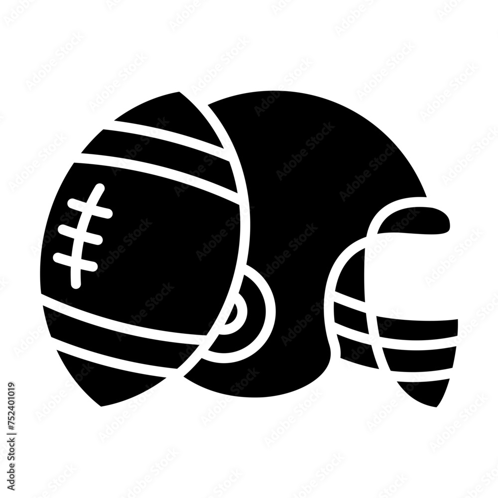 Naklejka premium Rugby icon in glyph style. American football icon in glyph style