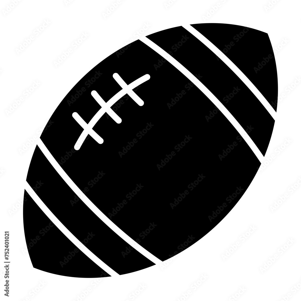 Rugby ball icon in glyph style. American football icon in glyph style Rugby ball icon in glyph style. American football icon in glyph style
