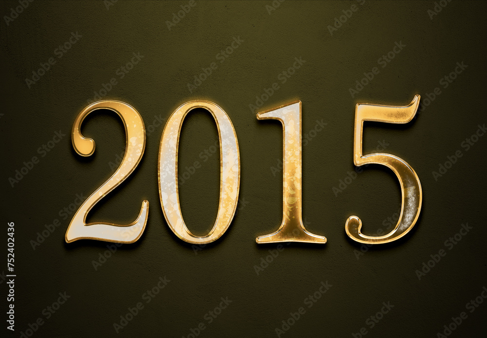 Old gold effect of year 2015 with 3D glossy style Mockup. Old gold effect of year 2015 with 3D glossy style Mockup.