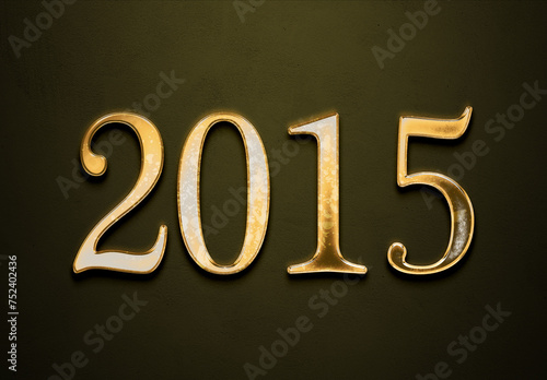 Old gold effect of year 2015 with 3D glossy style Mockup. 