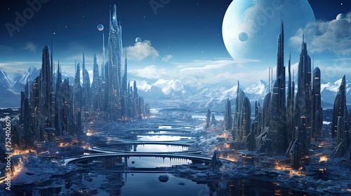 Futuristic Cityscape with Majestic Planets
