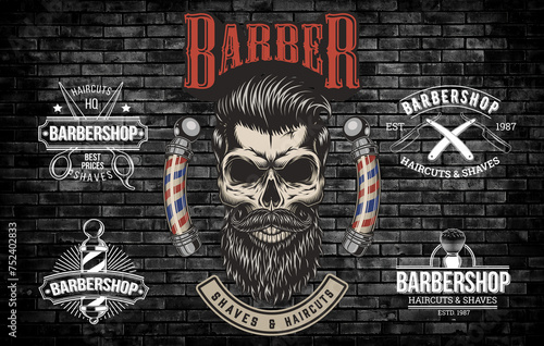 3D wallpaper showing a set of barber tools for barbershops
 photo