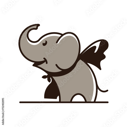 cute elephant superhero logo icon