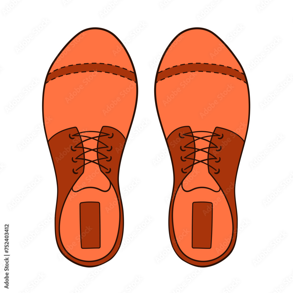Male casual shoes in classic, business style. Flat icon for shoe shop. Vector illustration isolated on a white background.