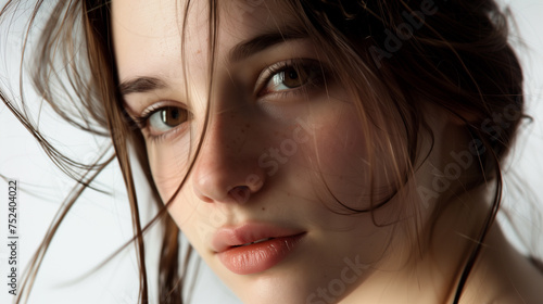 closeup studio portrait of a beautiful young girl
