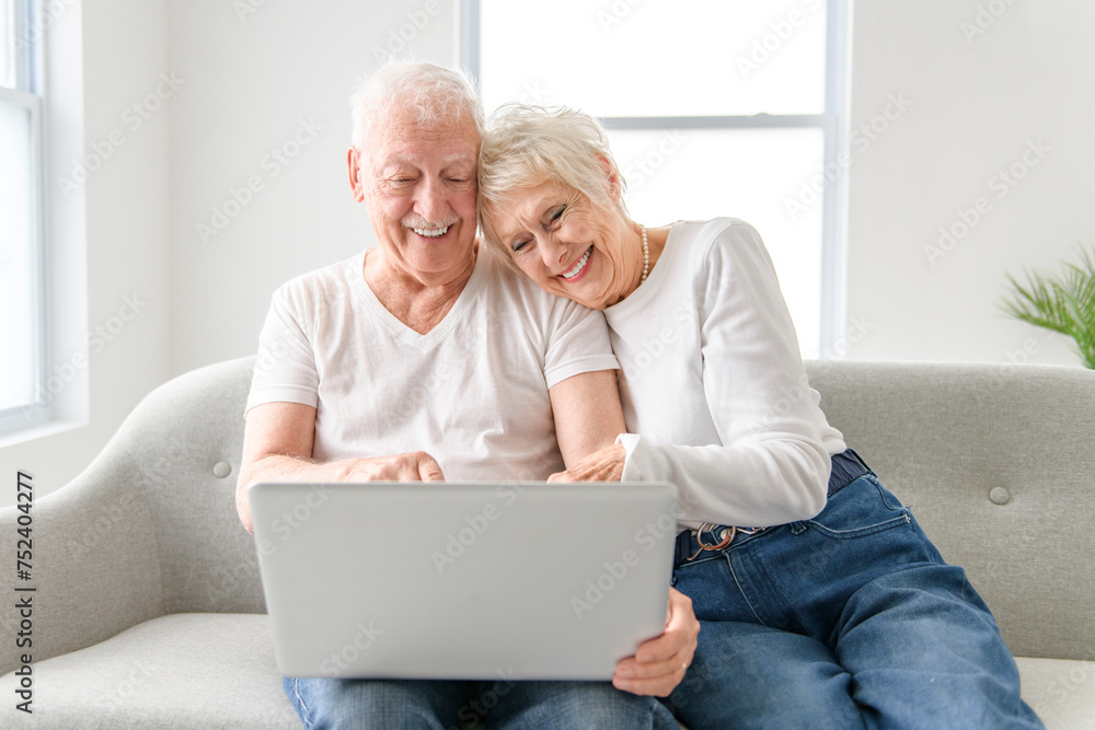 elder couple using online app, banking service on laptop, making payment, order, booking apartment elder couple using online app, banking service on laptop, making payment, order, booking apartment